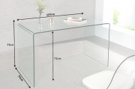 Design glazen Bureau 120 cm transparant Tafel volledig glazen tafel