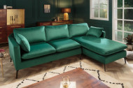 Design hoekbank FAMOUS 260 cm smaragdgroen fluweel stof.zitting binnenvering.incl kussens