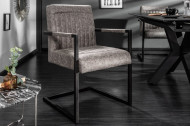 Design sledestoel BIG GEORGE vintage grijs met veerkern en armleuning