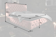 Elegant tweepersoonsbed PARIS 160x200cm oud roze fluweel stof Chesterfield design