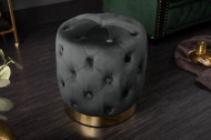 Elegante BAROCK Poef 37 cm zwart goud fluweel
