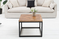 Elegante bijzettafel INFINITY HOME 60 cm natuurlijk mangohout met visgraatpatroon