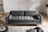 Elegante design 3-zitsbank COSY VELVET 225 cm grijs velours stof