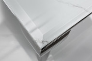 Elegante salontafel MODERN BAROK 100cm glazen blad in marmerlook roestvrijstalen poten