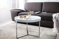 Extravagante salontafel 60cm wit chroom rond incl. dienblad