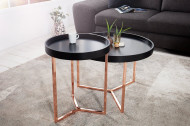 Extravagante salontafel MODULAR 60 cm mat zwart koper rond incl. Dienblad