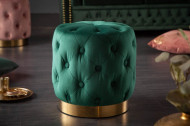 Gecapitonneerd Poef Chesterfield donkergroen goud fluweel 37 cm