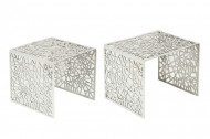 Handgemaakte Design Salontafel Zilver ABSTRACT 49 cm set van 2