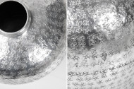 Handgemaakte vazen ​​set van 2 ORIENTAL 33 cm zilver met voetbescherming