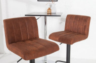 Hoogte verstelbare Barstoel met voetensteun vintage bruin set van 2
