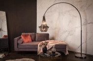 In hoogte verstelbare vloerlamp ROYAL 210 cm zwart met kroonluchter
