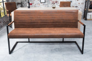 Industriele sledebank LOFT 160cm vintage bruin met armleuningen