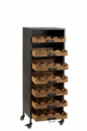 Kast Op Wielen 7 Laden Voor Wijnflessen Metaal/Hout Naturel