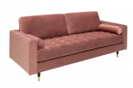 Luxe design 3-zitsbank 225 cm zitcomfort pocketvering bekleding fluweel stof oudroze