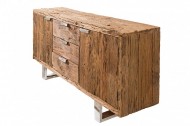 Massief dressoir BARRACUDA antiek teakhout met stalen skidpoten 160cm