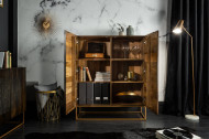 Massief highboard Shiny 100cm mangohout met agaatsteen afwerking