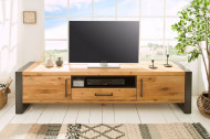Massief tv-bord BIG 200 cm wild eiken geolied lowboard in industrieel design