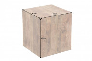 Massieve bijzettafel 40cm gevlamd mangohout op wielen