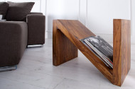Massieve bijzettafel Z 45cm Sheesham steenafwerking Z-vorm unieke nerf