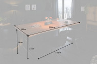 Massieve boomstam eettafel MAMMUT 200 cm wilde acacia 3,5 cm hoog industrieel sledeframe