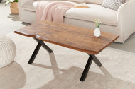 Massieve boomstam salontafel AcaciaHout 118 cm met X-onderstel