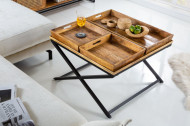 Massieve salontafel 80cm mangohout incl. 3 uitneembare dienbladen