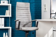 Modern design bureaustoel LAZIO highback microfiber vintage grijze executive stoel met armleuningen