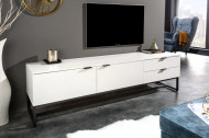Modern tv-bord X7 180cm wit mat laag bord gecoat afgeleid houtproduct met zwart frame