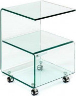 Moderne Glazen bijzet tafel met wielen in de vorm 6