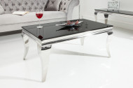 Moderne Salontafel BAROQUE 100cm zilver met zwart opaal glas