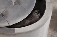 Poef met opbergruimte zilver grijs fluwelen 50 cm