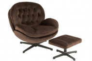 Relax fauteuil met Voetbank Metaal/Textiel Donker Bruin