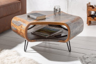 Retro salontafel LIVING 80 cm grijze rookafwerking Sheesham palissander met haarspeldpoten