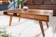 Retro sheeshamhout salontafel met 2 lades 100cm