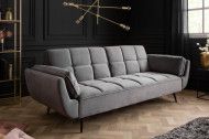 Retro slaapbank BOUTIQUE 213 cm grijs fluweel met zwarte poten