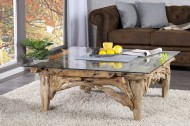 Salontafel Vierkant Drijfhout met glasplaat 100 cm