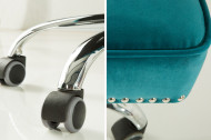 Bureaustoel chesterfield Stof turquoise fluweel