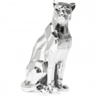 Decoratiefiguur Zittend Kat Klinknagel Chroom 82cm