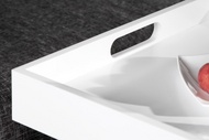Design bijzettafel CIANO 40cm wit chroom dienbladtafel