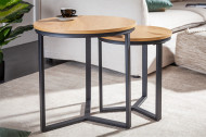 Design bijzettafel set van 2 eiken look 50 cm industriële stijl