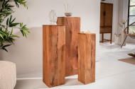 Design deco pilaar set van 3 MAKASSAR 80 cm handgemaakt mangohout