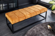 Elegante bank PETIT BEAUTÉ 108 cm mosterdgeel fluweel metalen frame