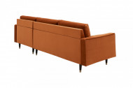 Elegante Loungebank COSY VELVET 260 cm fluweel stof roestbruin.lounge gedeelte aan beide zijden op te monteren.
