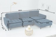 Extravagante Chesterfield-ontwerp hoekbank met 3 plaatsen COSY VELVET donkerblauwe fluwelen kernzithoek