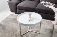 Extravagante salontafel 60cm wit chroom rond incl. dienblad