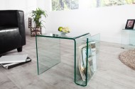 Glazen Bijzettafel transparant 50 cm met opbergvak voor tijdschriften