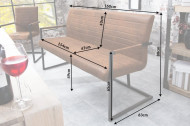 Industriele sledebank LOFT 160cm vintage bruin met armleuningen