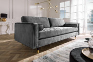 Luxe design 3-zitsbank 225 cm zitcomfort pocketvering fluweel stof grijs