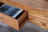 Massief secretaresse MAKASSAR 100cm consoletafel Sheesham steenafwerking Bureau met unieke nerf