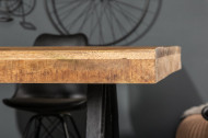 Massieve eettafel INDUSTRIAL 240 cm mangohout met zwart metalen frame